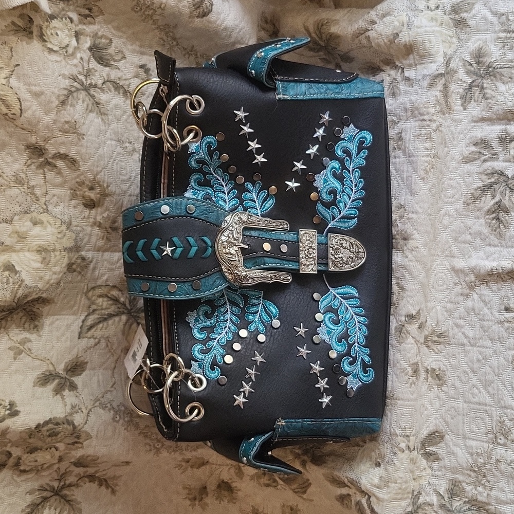 Black and Turquoise shoulder bag